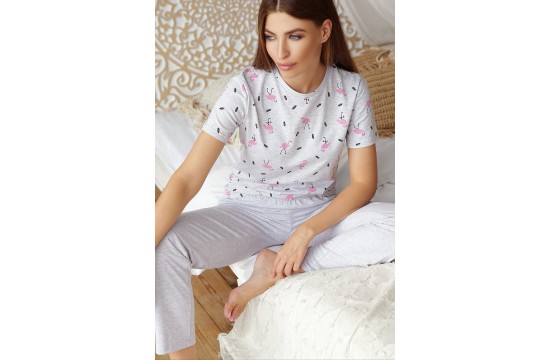 Pajamas Joyce-1 tm Glem gray-flamingo