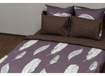 Bed linen satin "Feathers brown" code: CK0207 euro RGTF