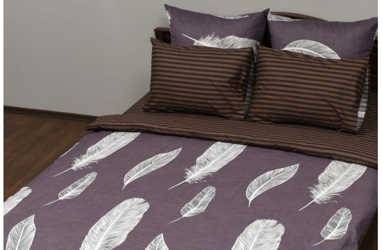 Bed linen satin "Feathers brown" code: CK0207 euro RGTF