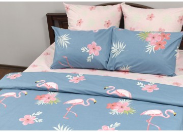 Bed linen coarse calico gold "Pink flamingo" code: G0250 for teenagers