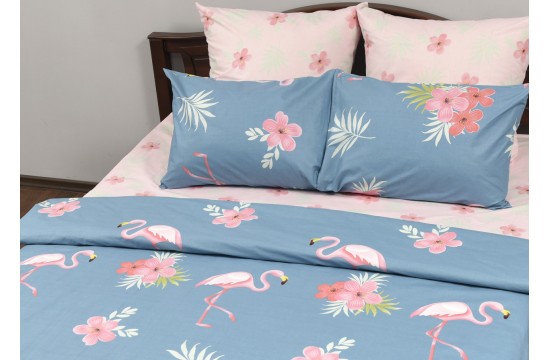 Bed linen coarse calico gold "Pink flamingo" code: G0250 for teenagers