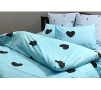 Bed linen coarse calico gold "blue heart" code: Г0204 double euro