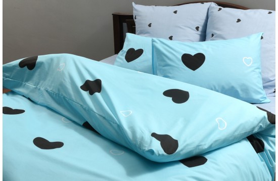 Bed linen coarse calico gold "blue heart" code: Г0204 double euro