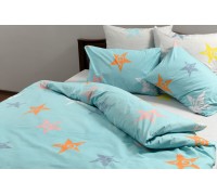 Bed linen coarse calico gold "Orange stars" code: G0232 for teenagers