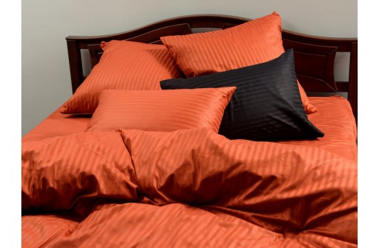 Bed linen stripe satin "Carrot stripe" code: СТ0288 double