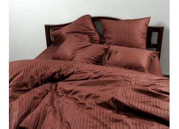 Bed linen stripe satin "Chocolate stripe" code: CT0287 double euro