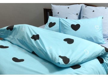 Bed linen coarse calico gold "blue heart" code: G0204 teenage