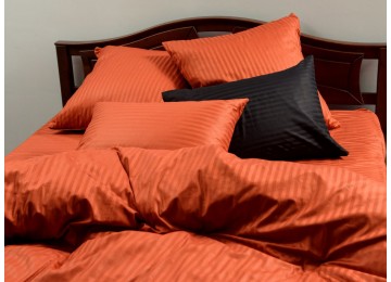 Bed linen stripe satin "Carrot stripe" code: CT0288 double euro