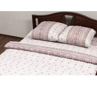 Bed linen coarse calico gold "Ornament red-gray" code: G0075 double