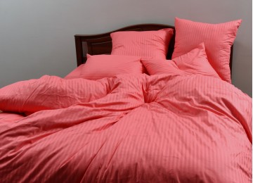 Bed linen stripe-satin "Coral stripe" code: CT0289 double euro