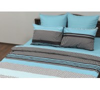 Bed linen coarse calico gold "Zigzag turquoise" code: Г0218 double