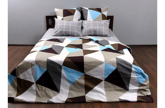 Bed linen coarse calico gold "Triangles" code: G0301 one and a half