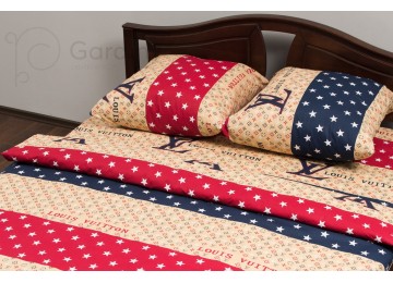 Bed linen coarse calico gold "Louis Vuitton" code: G0088 one and a half
