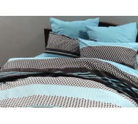 Bed linen coarse calico gold "Zigzag turquoise" code: Г0218 family