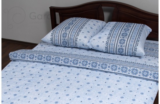 Bed linen coarse calico gold "Ornamental blue" code: G0073 one and a half