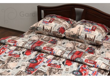 Bed linen coarse calico gold "Red cars" code: G0110 double euro