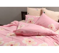 Bed linen coarse calico gold "flowers on pink" code: G0206 teenage