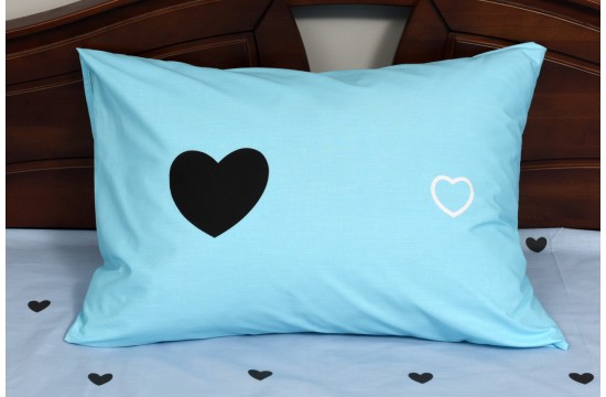 Bed linen coarse calico gold "blue heart" code: G0204