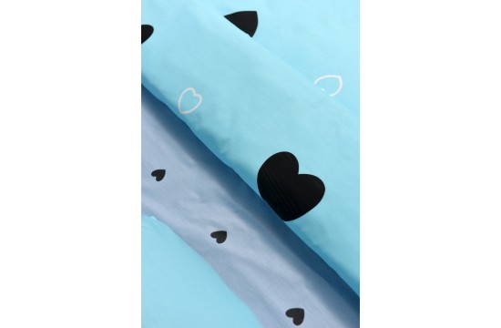 Bed linen coarse calico gold "blue heart" code: G0204