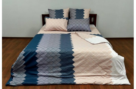 Bed linen coarse calico gold "Lozenges" code: G0303 double