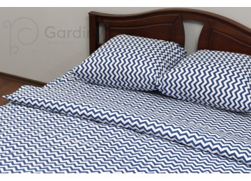 Комплект постельного белья ранфорс "Blue zig-zag" код: П0168 полуторное
