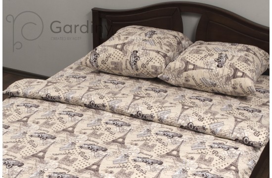 Bed linen coarse calico gold "Peach Paris" code: G0152 for teenagers