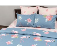 Bed linen coarse calico gold "Pink flamingo" code: Г0250 double euro