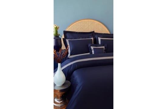 Elite Turkish bed linen MieCasa satin - Sydney lacivert-bej king size