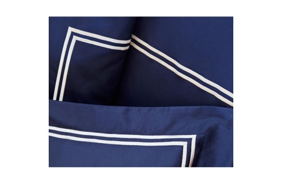 Элитное турецкое постельное белье MieCasa сатин - Milano lacivert-bej синий-бежевый king size