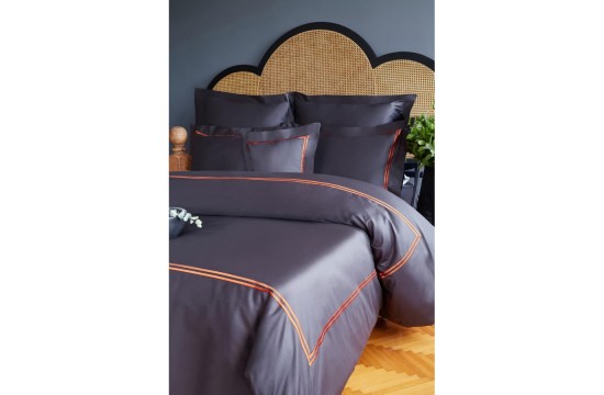 Elite Turkish bed linen MieCasa satin - Milano antrasit-turuncu king size