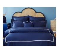 Элитное турецкое постельное белье MieCasa сатин - Milano lacivert-bej синий-бежевый евро
