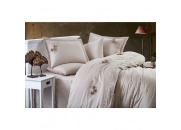 Bed linen Dantela Vita satin with lace - Safir bej beige 200x220