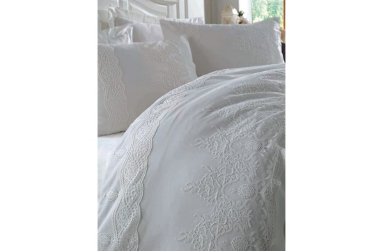 Bed linen Dantela Vita satin with lace - Duru 200x220