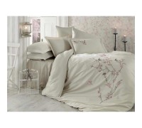 Bed linen Dantela Vita satin with embroidery - Butterfly 3D bej beige 200x220