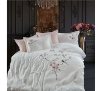 Bed linen Dantela Vita satin with embroidery - Huma krem ​​cream 200x220