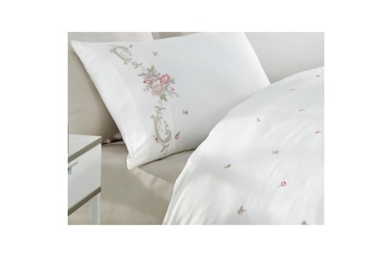 Bed linen Dantela Vita satin with embroidery - Rosenna 200x220