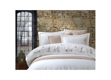 Bed linen Dantela Vita satin with embroidery - Duck 200х220