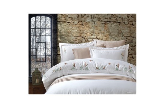 Bed linen Dantela Vita satin with embroidery - Duck 200х220