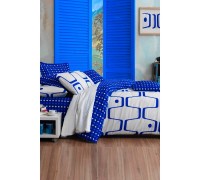 Bed linen Eponj Home - Geo Mavi blue ranfors euro