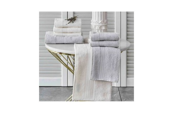 Набор полотенец Karaca Home - Delora offwhite-gri кремовый-серый 8 предметов Турция
