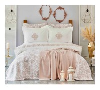 Bedding set with bedspread + plaid Karaca Home Privat - Celine pudra euro powder (10)