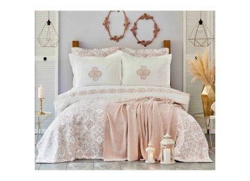 Bedding set with bedspread + plaid Karaca Home Privat - Celine pudra euro powder (10)