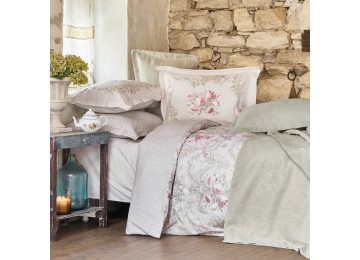 Набор постельное белье с покрывалом + плед Karaca Home - Petra pembe розовый евро