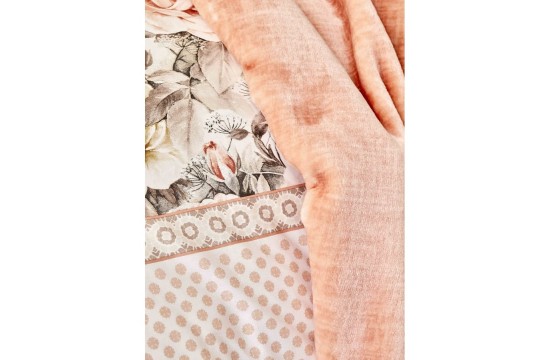 Набор постельное белье с покрывалом Karaca Home - Elsa somon 2020-1 лососевый евро Турция