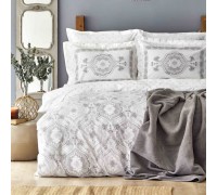 Набор постельное белье с пледом Karaca Home - Arlen gri серый евро