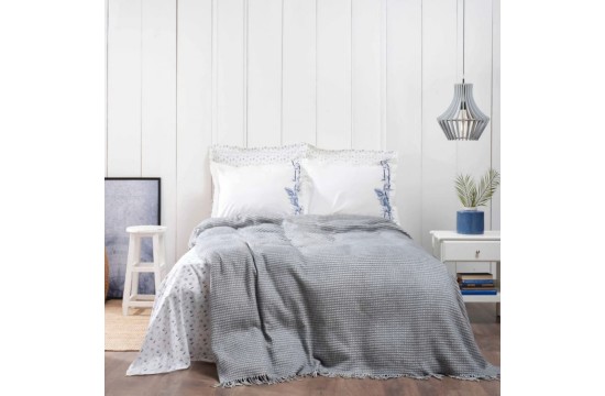 Bedding set with Karaca Home blanket - Bambu gri gray euro