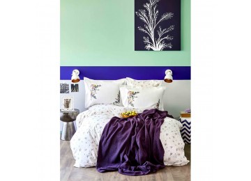 Набір постільна білизна з пледом Karaca Home - Fertile lila 2020-1 фіолетовий євро