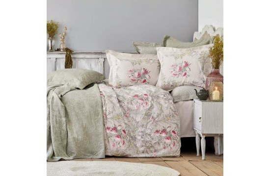 Bed linen set with bedspread + plaid Karaca Home - Petra pembe pink euro