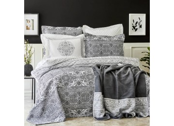 Набор постельное белье с покрывалом + плед Karaca Home - Bonar siyah черный евро (8)