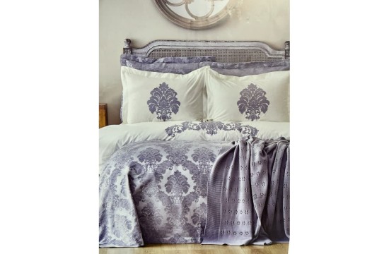 Bedding set with bedspread + plaid Karaca Home - Adrienne gri gray euro (10)